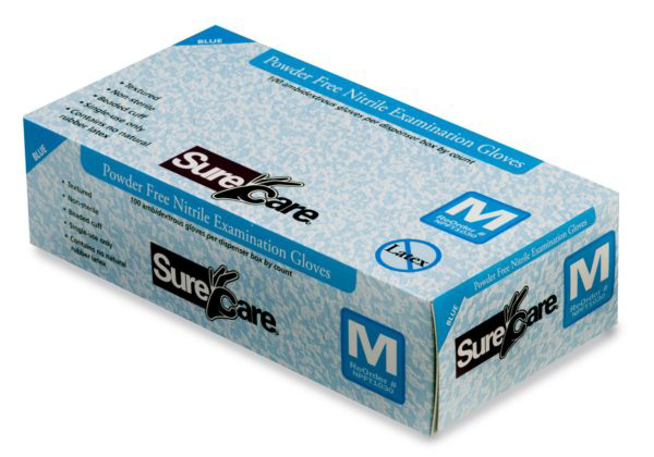 SureCare XX-LARGE NITRILE Indigo Blue 4MI Gloves Textured Powder Free NPFT9060
